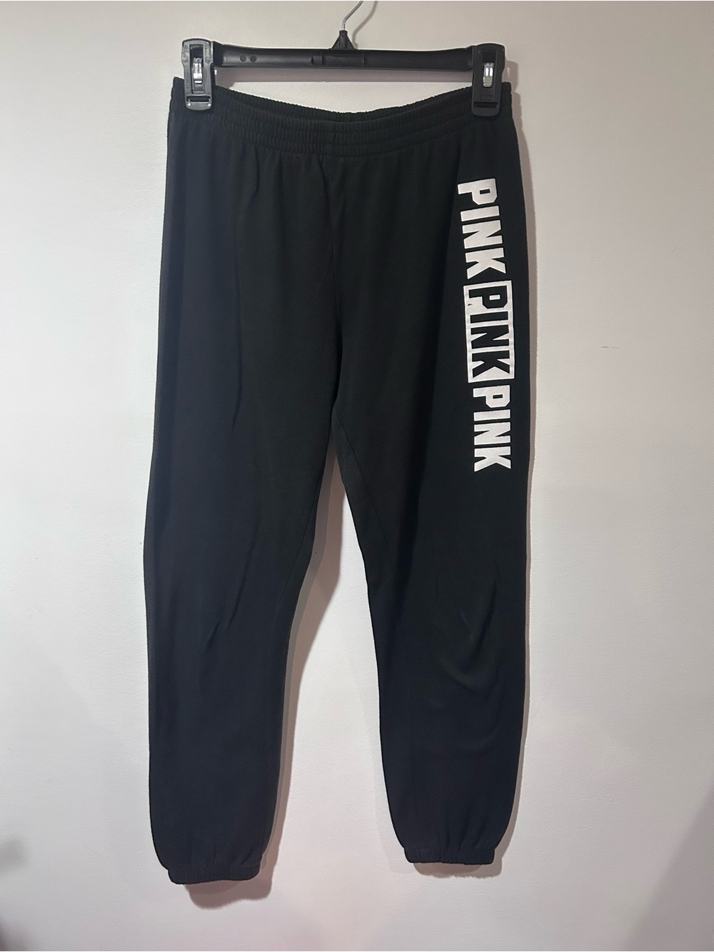 PINK Victoria's Secret Black Jogger Sweatpants with White Logo